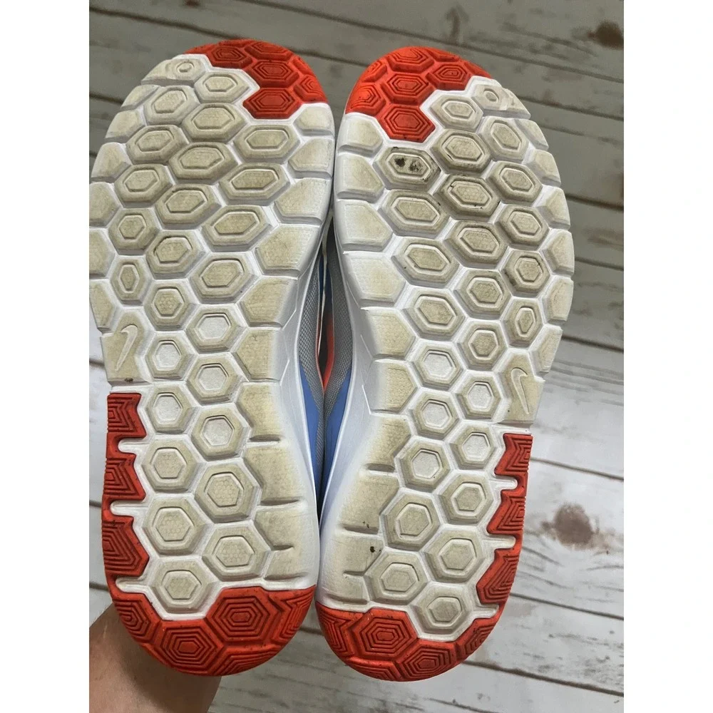 Nike Flex Experience 4 Wolf Grey Blue Orange Running Shoes 749822-048 6.5Y/W8